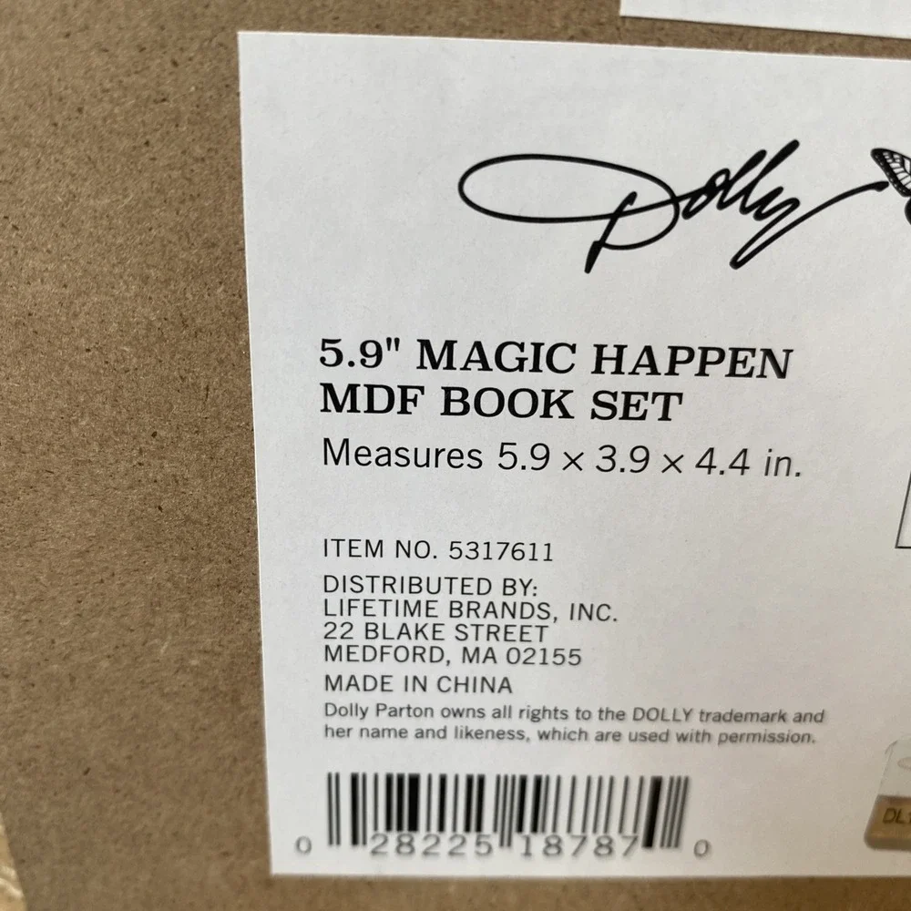 Dolly‎ Parton Magic Happen MDF Book Set Decorative Wood Stack Blue White